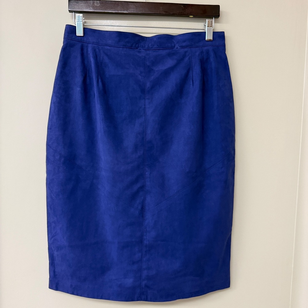 Vintage Austin Reed Women Faux Suede Pencil Skirt 14 Luxury High Waist Lined USA